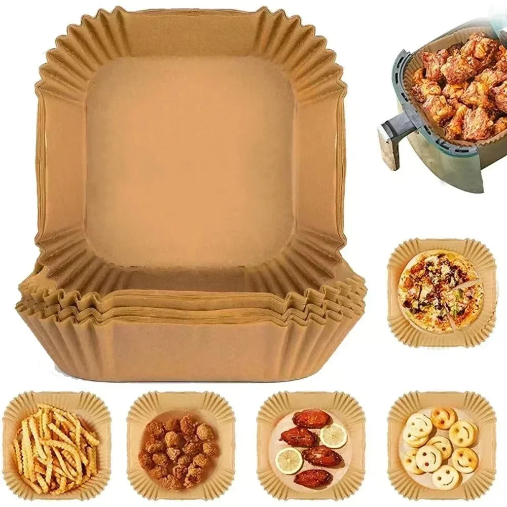 Commercial Kitchen Pans - 50/100PCS Air Fryer Special Paper Tray