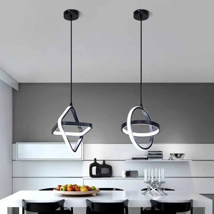 Commercial Kitchen Island - Modern LED Pendant Light Black White