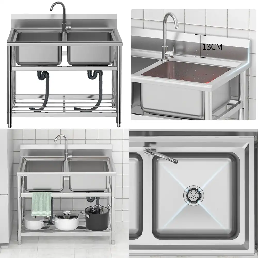 Commercial Kitchen Double Sink - 2026-stainless steel pool kitchen sink commercial