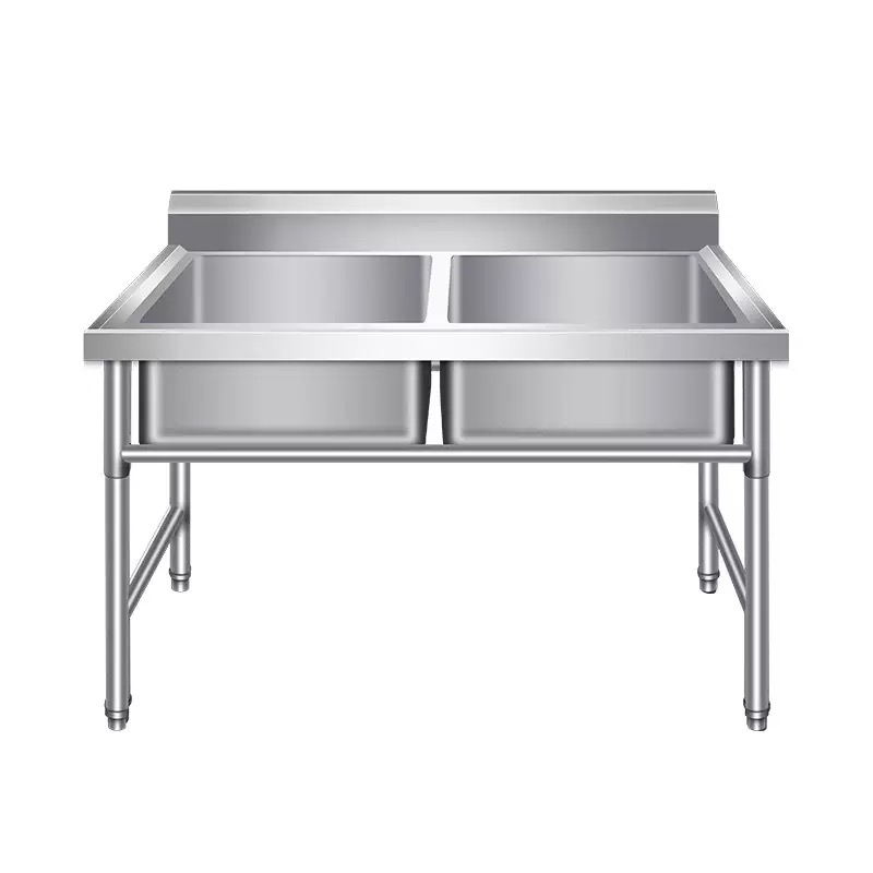 Commercial Kitchen Double Sink - Commercial Kitchen Stainless Steel Working Table