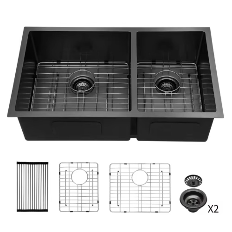 Commercial Kitchen Double Sink - ATV Modern Large Double Bowl Kitchen