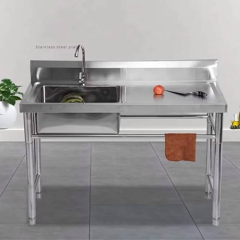 Commercial Kitchen Double Sink - Basin Commercial Integrated Stainless Washing Steel