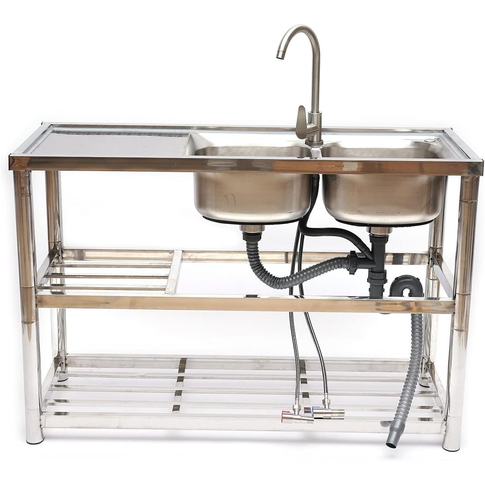 Standing Stainless Steel Doubl - Commercial Kitchen Double Sink review and price